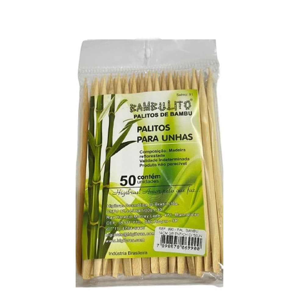 Palito Uma Ponta Bambulito 14cm HigiBras 50 unidades