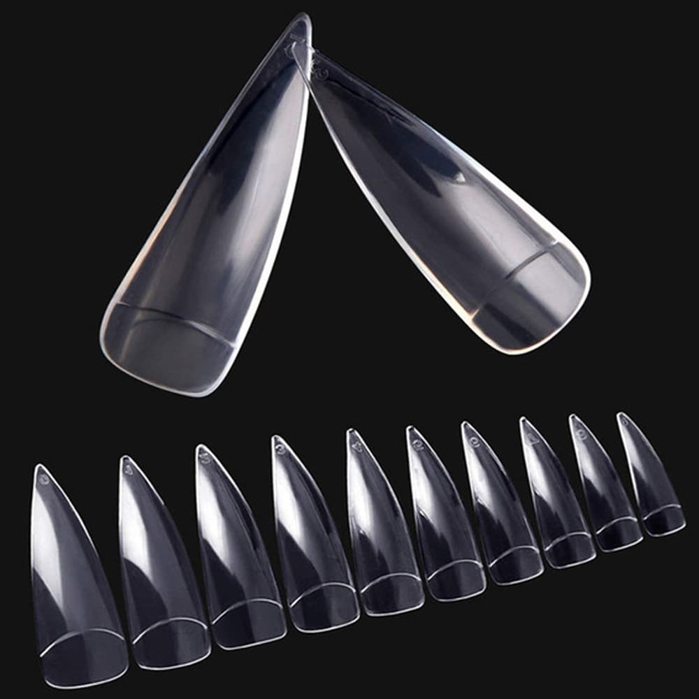 Postiça Stiletto Unha de Gato Transparente JX 100 unidades