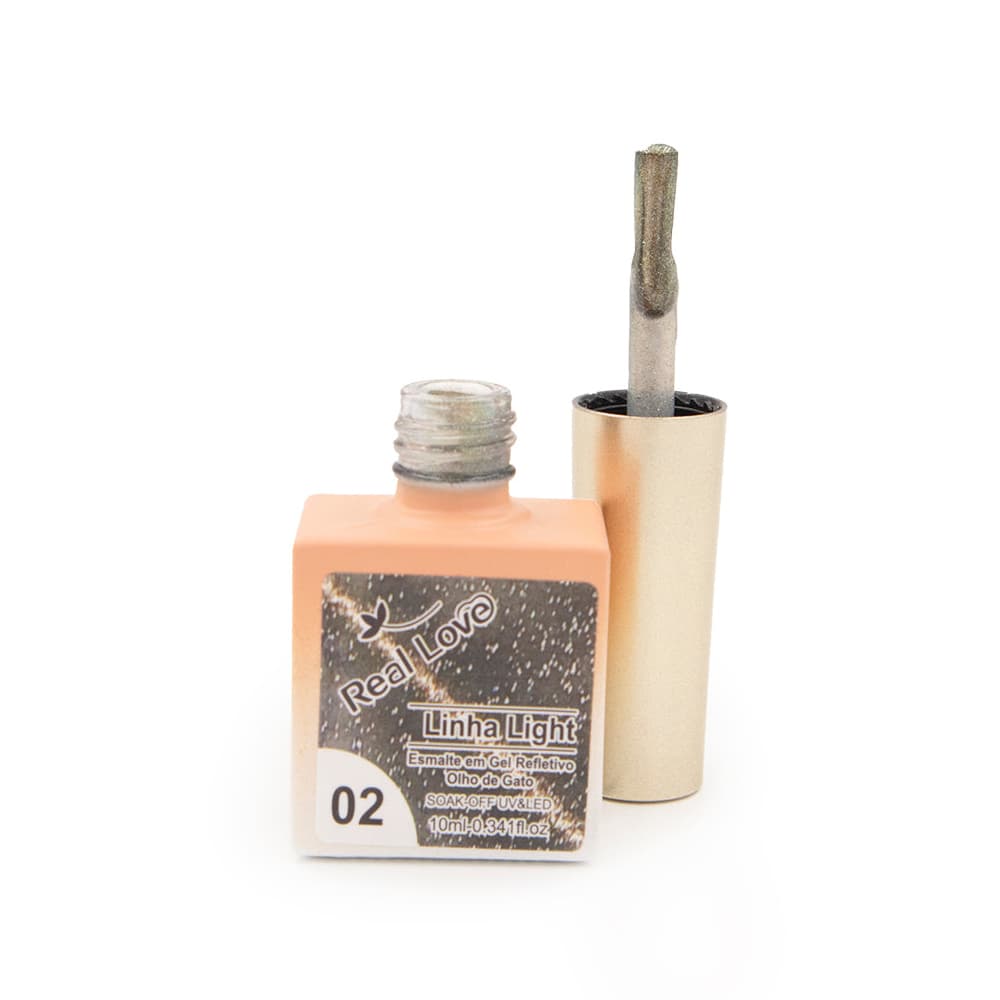 Esmalte em Gel Refletivo Glitter Olho de Gato Real Love #02