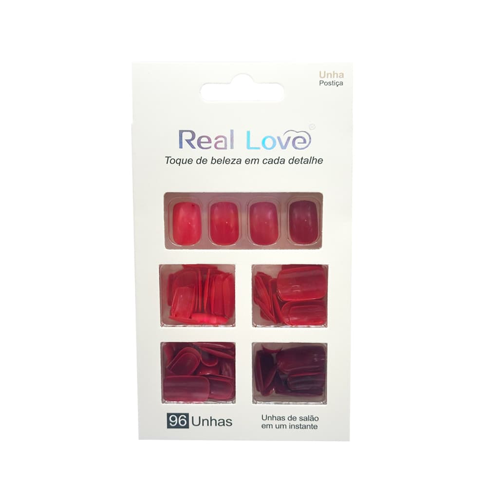 Postiça Quadrada Vermelho Real Love 96 unidades