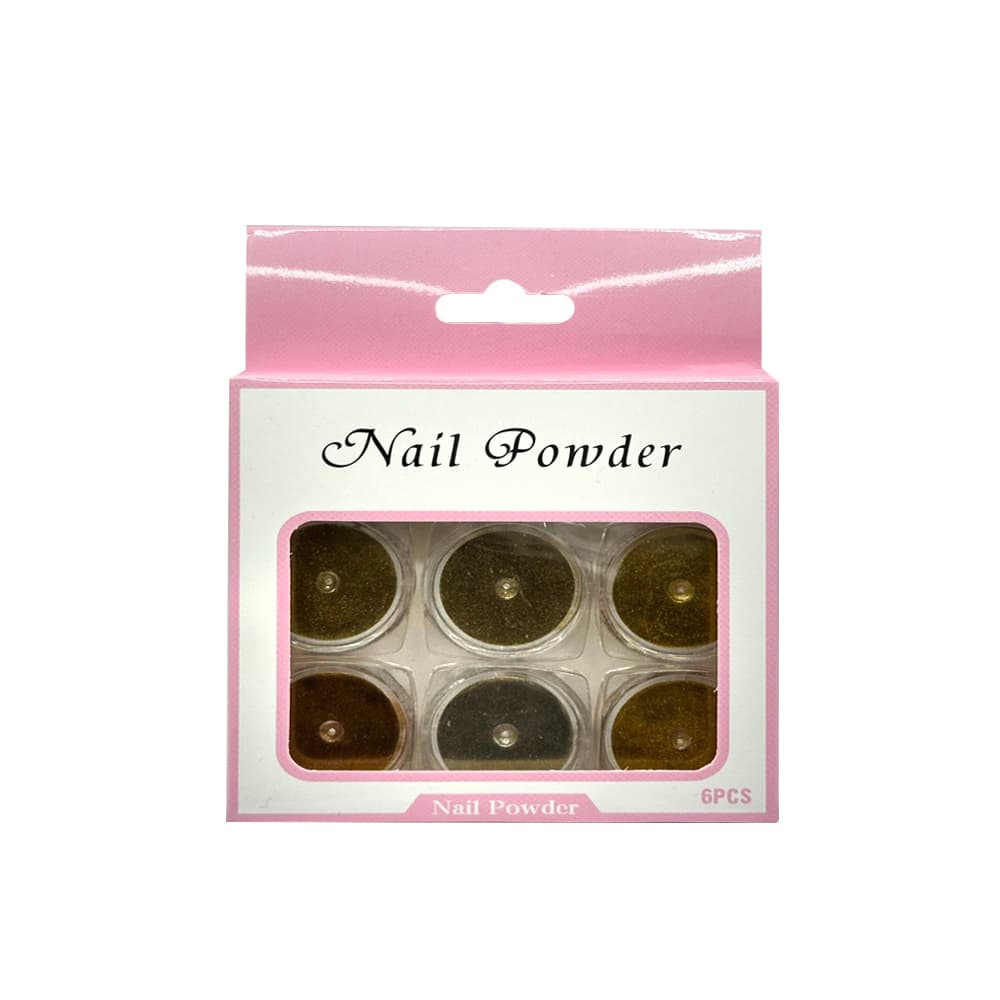 Po Cromado Dourado Nail Powder 6 unidades