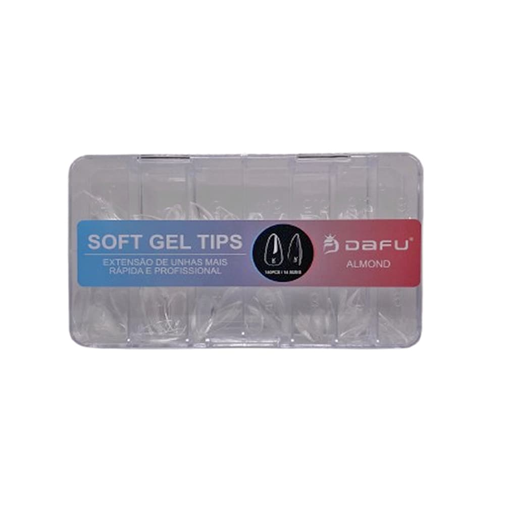 Postiça Soft Gel Almond Transparente Dafu 140 unidades