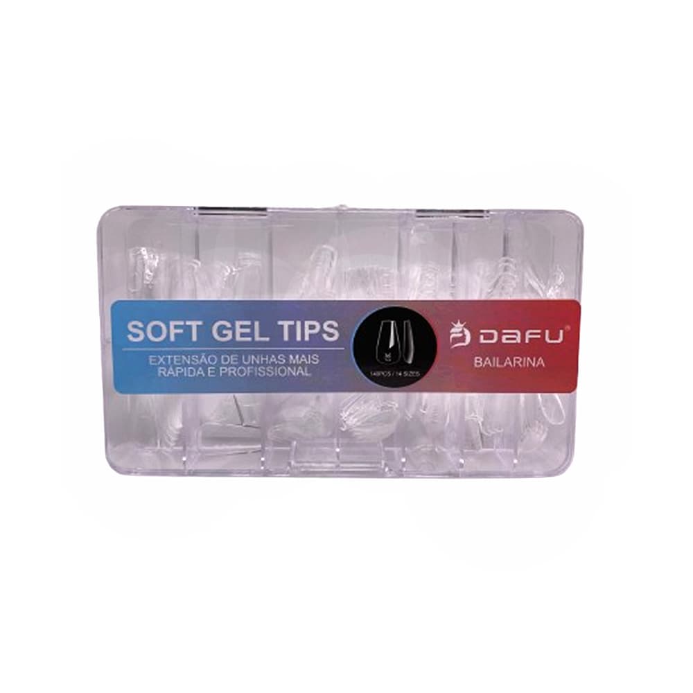 Postiça Soft Gel Bailarina Transparente Dafu 140 unidades