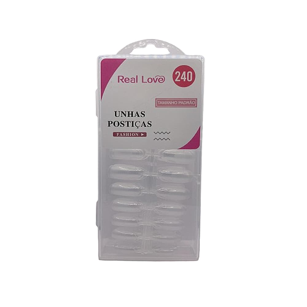 Postiça Arredondada Base Fosca Transparente Real Love 240 unidades