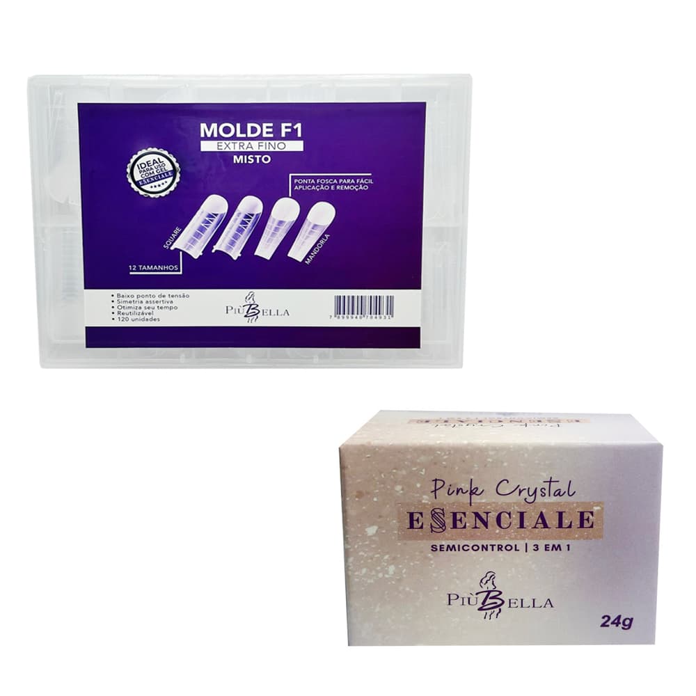 Kit Molde F1 Piu Bella Extra Fino Misto + Gel Piu Bella Essenciale Pink Crystal