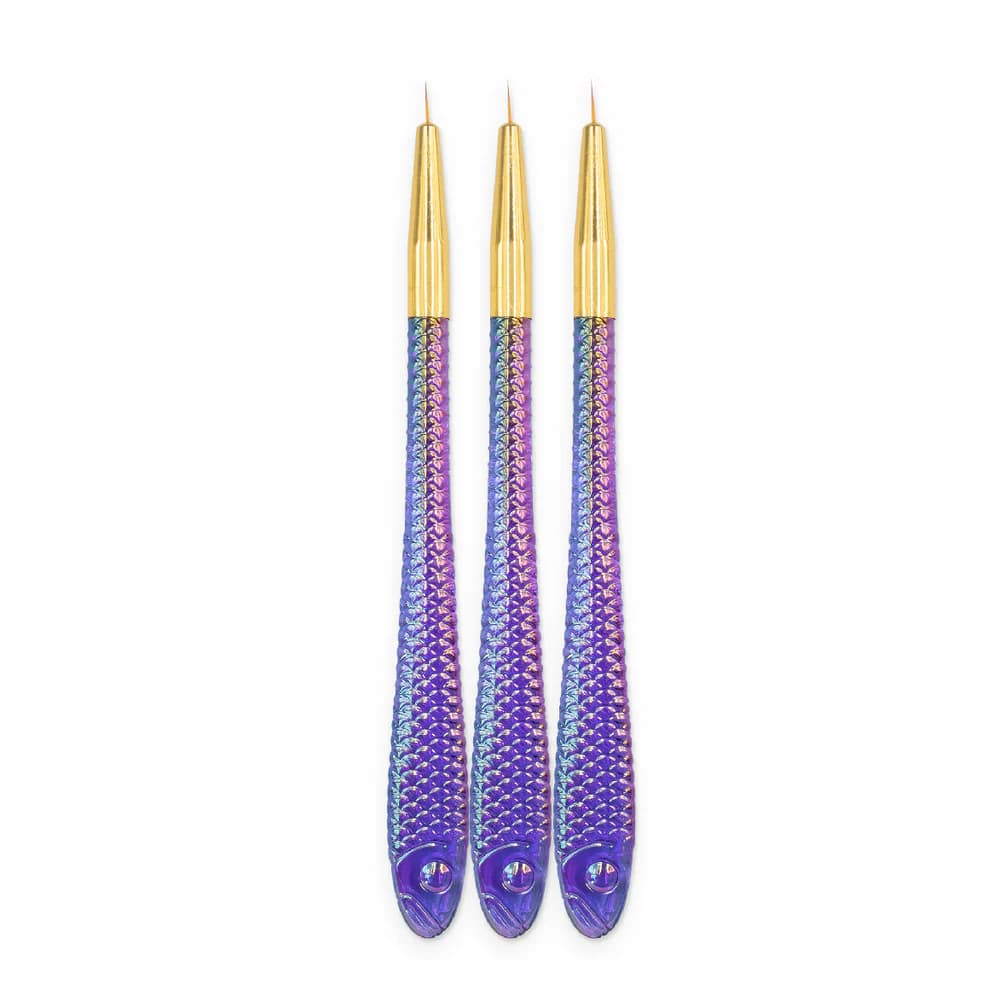 Kit Pincel Fino Cabo Peixinho Roxo Real Love 3 unidades