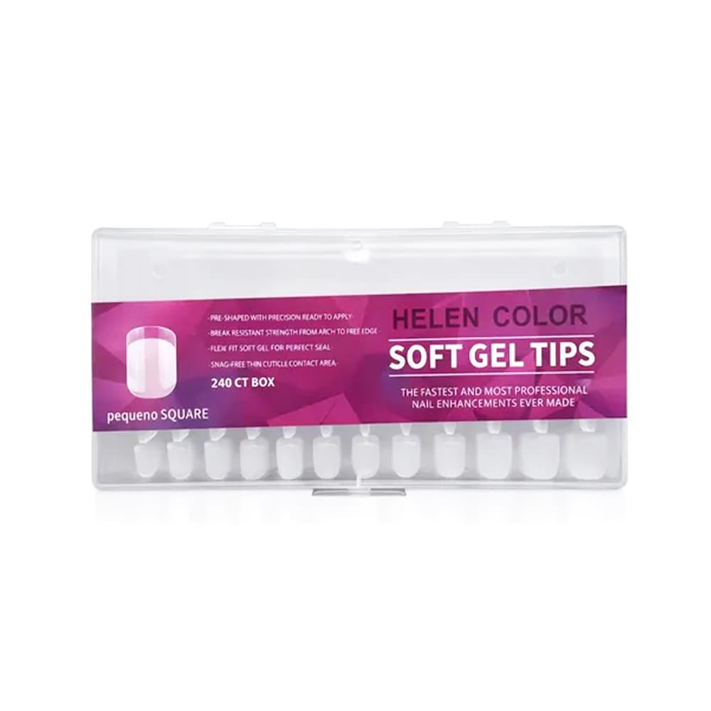 Postiça Soft Gel Pequeno Square Base Fosca Transparente Helen Color 240 unidades