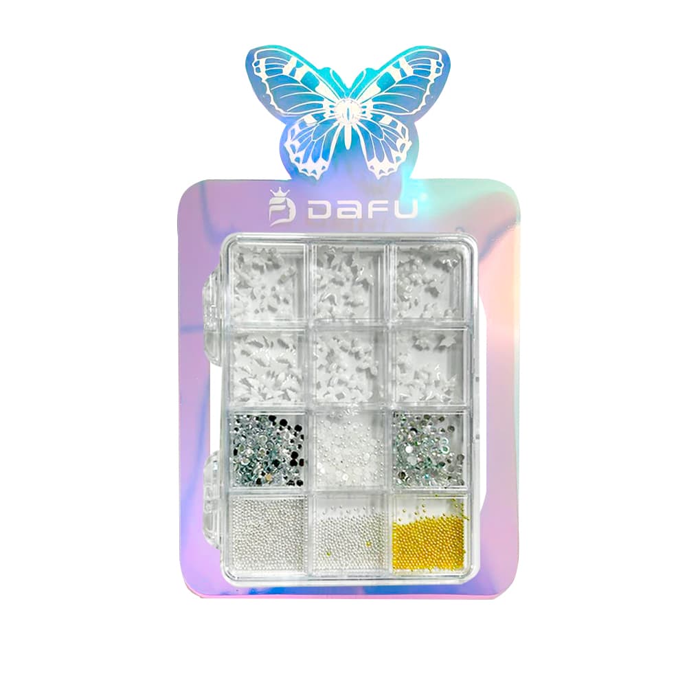 Decoração de Unhas Dafu Coleção Borboleta Branco