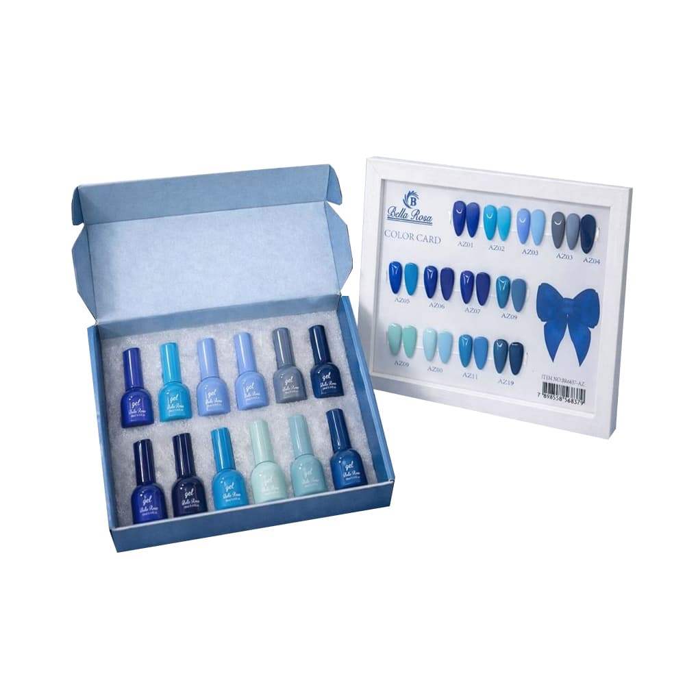 Kit Esmalte em Gel Bella Rosa Wonder Blue 12 unidades