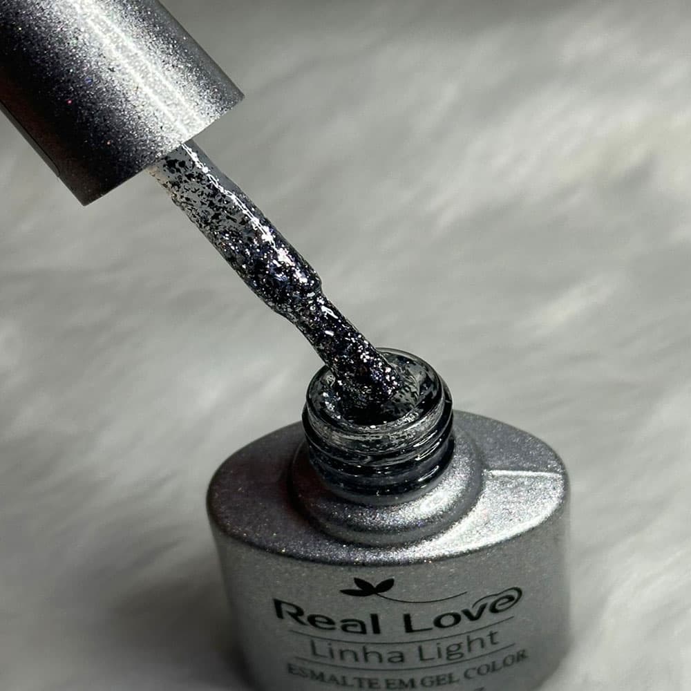 Esmalte em Gel Real Love Glitter Prata 005