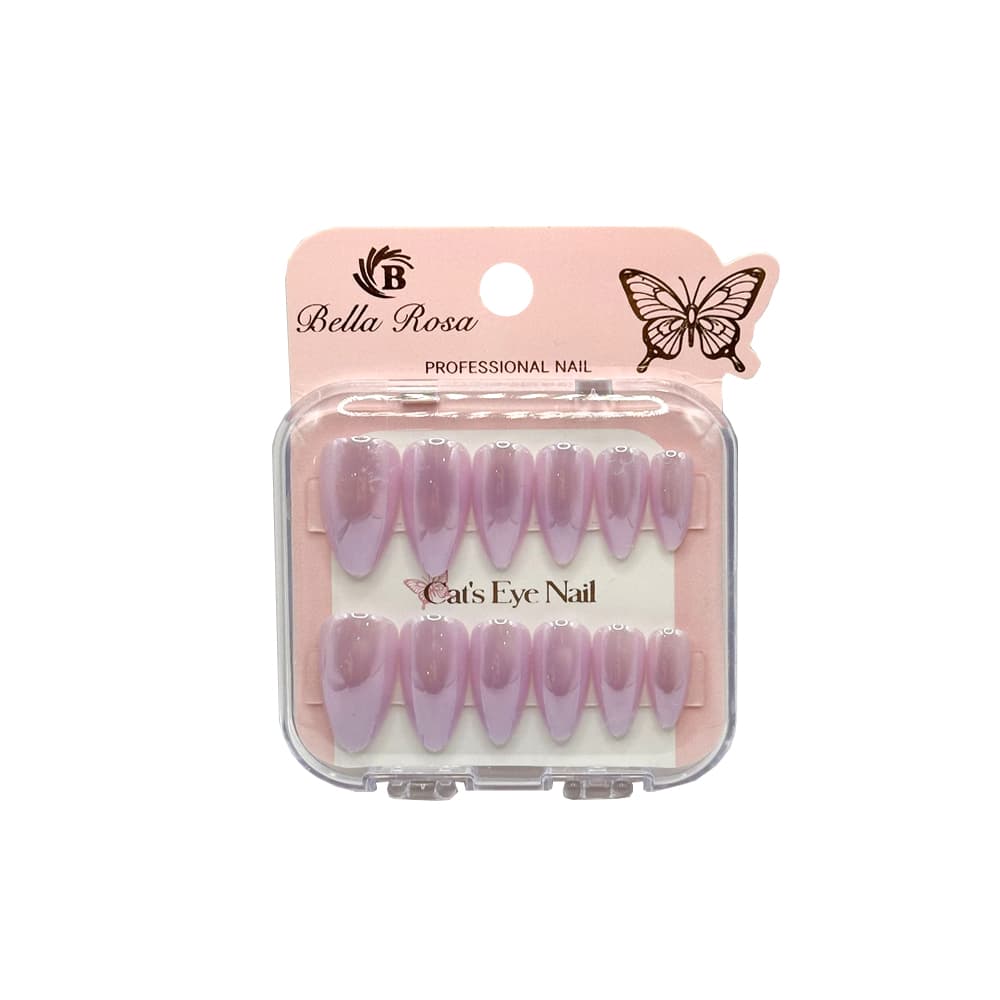 Unha Postiça Cat Eye Almond Lilas Bella Rosa