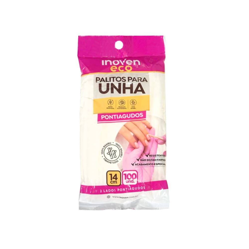 Palito de Bambu 2 Pontas Pontiagudos Inoven Eco 100 unidades
