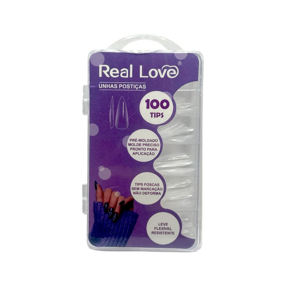 Postiça Stiletto Transparente Real Love 100 unidades