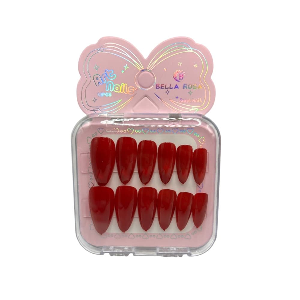 Unha Postiça Almond Red Magnetica Bella Rosa