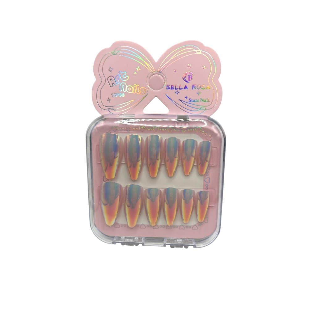 Unha Postiça Almond Lilás Chrome Bella Rosa