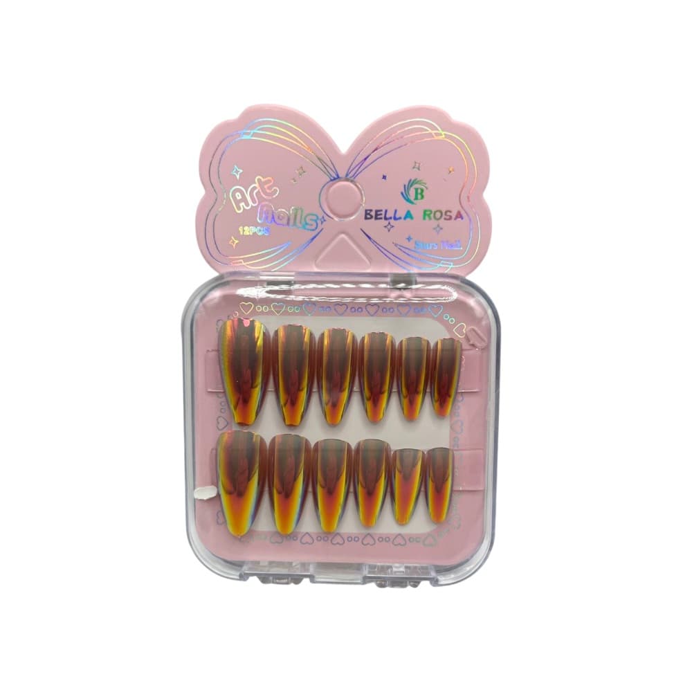 Unha Postiça Almond Pink Chrome Bella Rosa